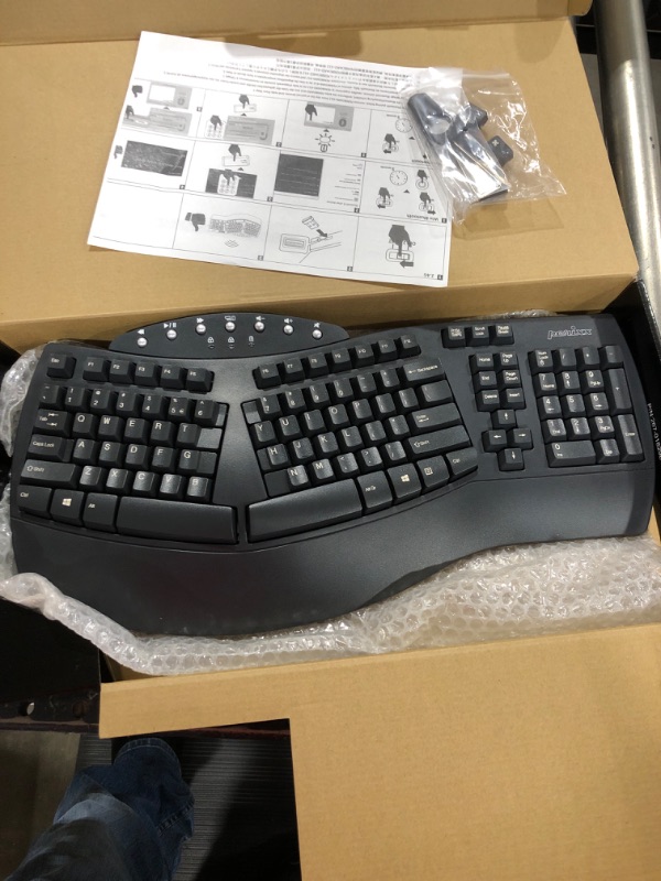 Photo 2 of Perixx Periboard-612 Wireless Ergonomic Split Keyboard with Dual Mode 2.4G and Bluetooth Feature, Compatible with Windows 10 and Mac OS X System, Black, US English Layout, (11354) Wireless Black Keyboard