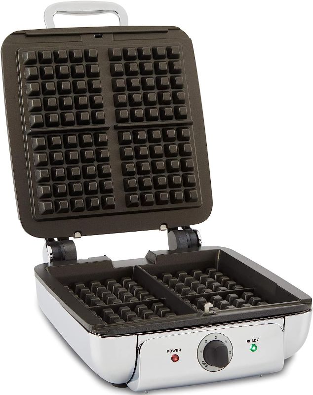 Photo 2 of All-Clad Electrics Stainless Steel Waffle Maker 4 Section Nonstick, Upright Storage 1600 Watts 6 Browning Levels, Square, Belgium Waffle, Removable Plates, Dishwasher Safe Manual