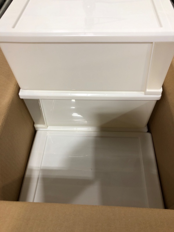 Photo 2 of IRIS USA 7 Qt. Plastic Stackable Storage Drawers, Small, 4 Pack, Multi-Purpose Bins for Bedroom, Bathroom, Closet, Craft Room, Garage, Kids Room, Office, Pantry, Under Sink, White 7 Qt White