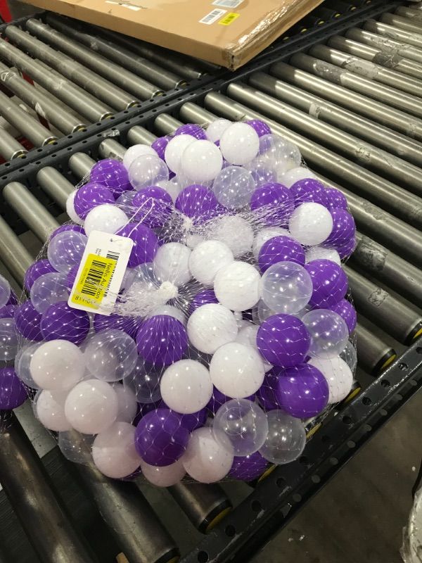 Photo 2 of 99JGDAX Baby Ball Pit Balls Babies 100 Pcs Play Plastic Crush Proof Balls for Kids Purple & White & Clear