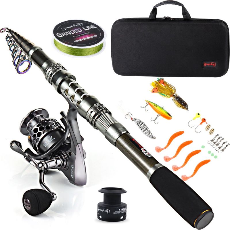 Photo 1 of 
Sougayilang Fishing Rod Combos with Telescopic Fishing Pole Spinning Reels Fishing Carrier Bag for Travel Saltwater Freshwater Fishing