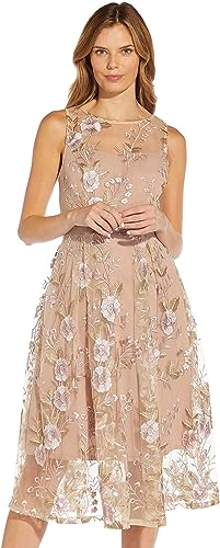 Photo 1 of Adrianna Papell Women's Floral Embroidery Flared Dress 12 Blush Multi