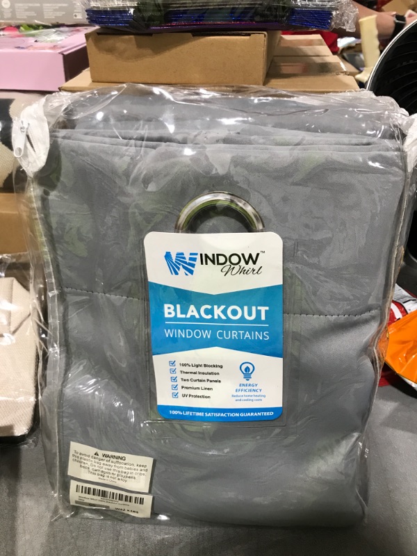 Photo 2 of 100% Blackout Window Curtains: Room Darkening Thermal Window Treatment with Light Blocking Black Liner for Bedroom, Nursery and Day Sleep - 2 Pack of Drapes, Glacier Gray (84” Drop x 42” Wide Each) Glacier Gray W42 x L84