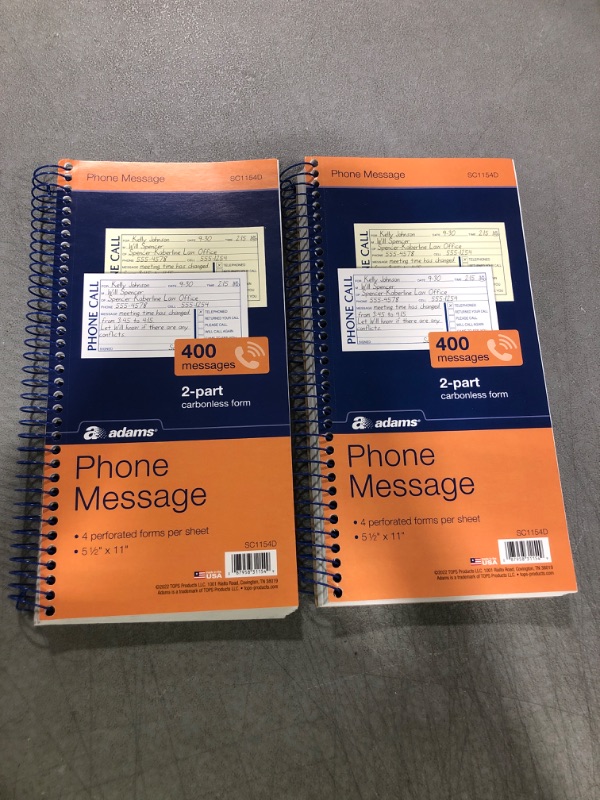 Photo 1 of Adams Spiral Bound Phone Message Books