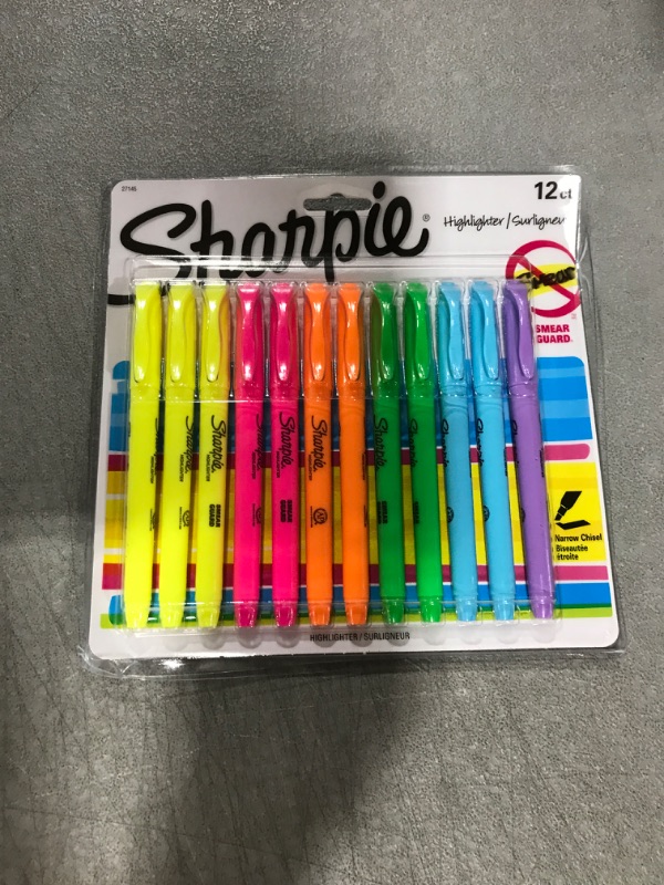 Photo 2 of SHARPIE Pocket Style Highlighters, Chisel Tip, Assorted Fluorescent, 12 Count
