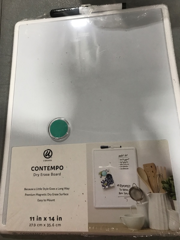 Photo 2 of U Brands Contempo Magnetic Dry Erase Board, 11 x 14 Inches, White Frame 11" x 14"