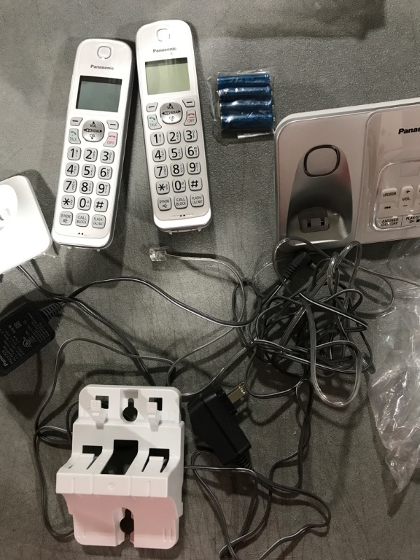 Photo 2 of Panasonic DECT 6.0 Expandable Cordless Phone with Answering Machine and Smart Call Block - 2 Cordless Handsets - KX-TGD632W (White/Silver) 2 Handsets