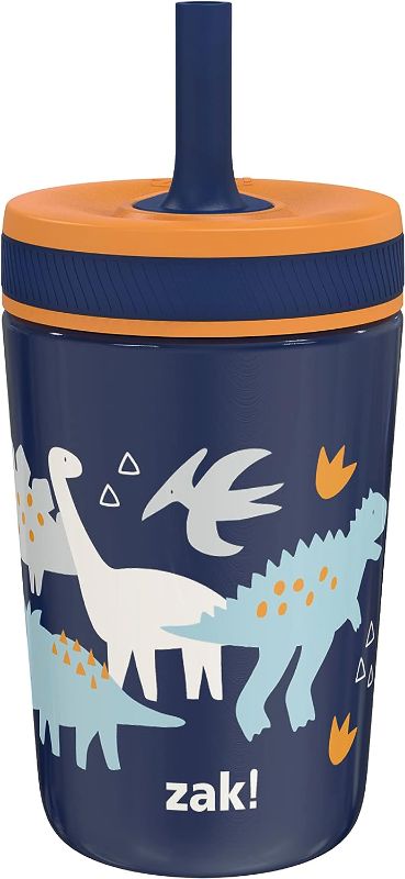 Photo 1 of Zak Designs Kelso Toddler Cups For Travel or At Home, 12oz Vacuum Insulated Stainless Steel Sippy Cup With Leak-Proof Design is Perfect For Kids (Zaksaurus)
