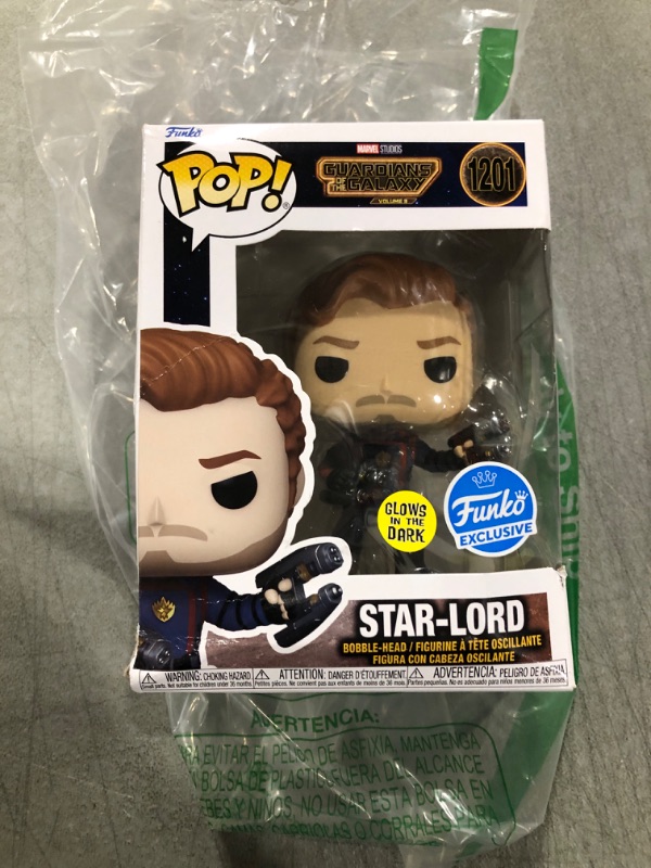 Photo 2 of Funko POP Vinyl Marvel: GOTG3 - Star-Lord -Bobblehead, Glow in The Dark Uniform Edges Collectible Figure, Guardians of The Galaxy: Volume 3