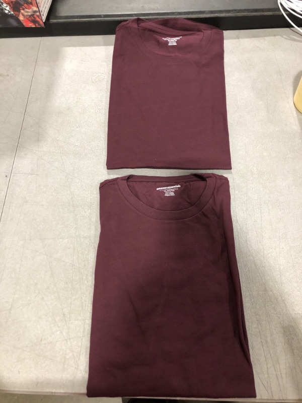 Photo 2 of Amazon Essentials Men's Short-Sleeve Crewneck T-Shirt, Pack of 2 2 Burgundy X-Large