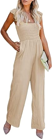 Photo 1 of BLENCOT Womens M Summer Ruffle Spaghetti Straps High Waisted Long Wide Leg Jumpsuits Rompers S-XXL 