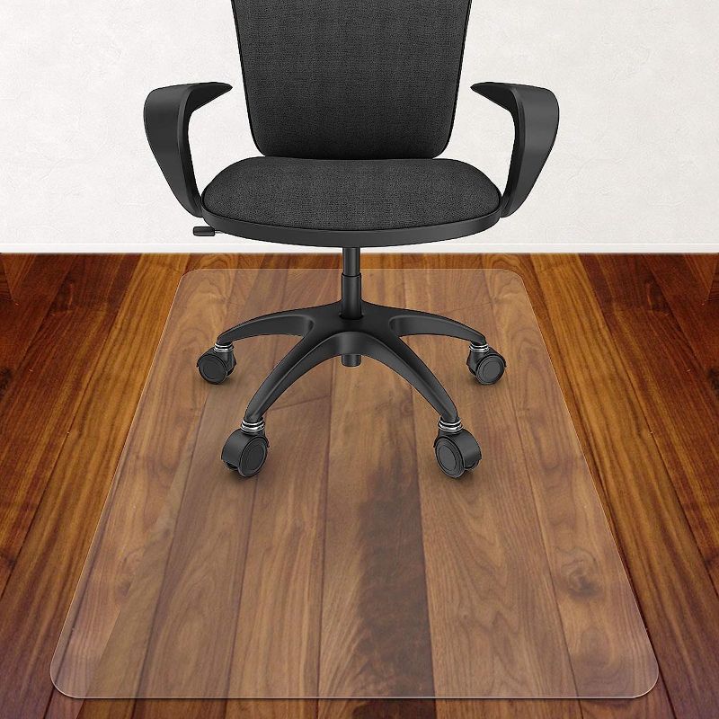 Photo 1 of Chair Mat for Hardwood Floor 48 x 48'', Clear Office Chair Mat for Hard Floors Square, Plastic Office Mat for Wood/Tile Floor
