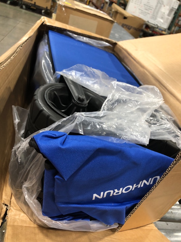 Photo 1 of FUNHORUN Beach Wagon Cart, Heavy Duty Collapsible Wagon Foldable with Big Detachable PU Wheels for Sand, Utility Garden Carts with Brake for Grocery, Outdoor, Load up to 350LBS 250L, Blue