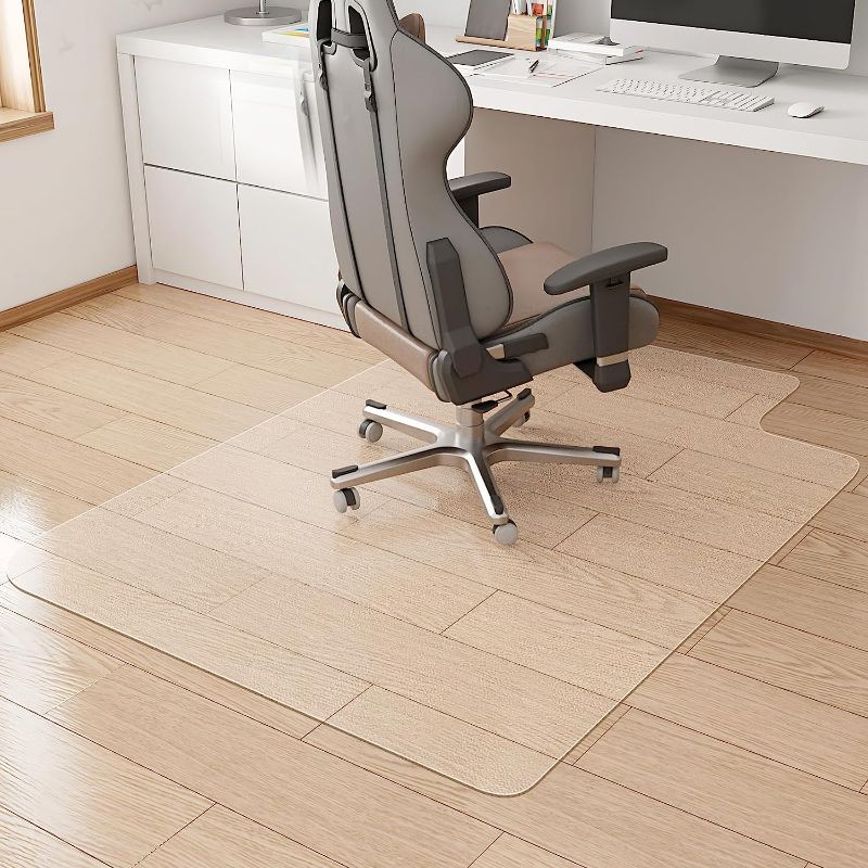 Photo 1 of Office Chair Mat for Carpet,Chair Mat for Carpet,Heavy Duty Hardwood/Tile Floor Protector,Easy Glide Desk Chair Mat for Work,Study,Dining and Gaming with Extended Lip, Crystal Clear