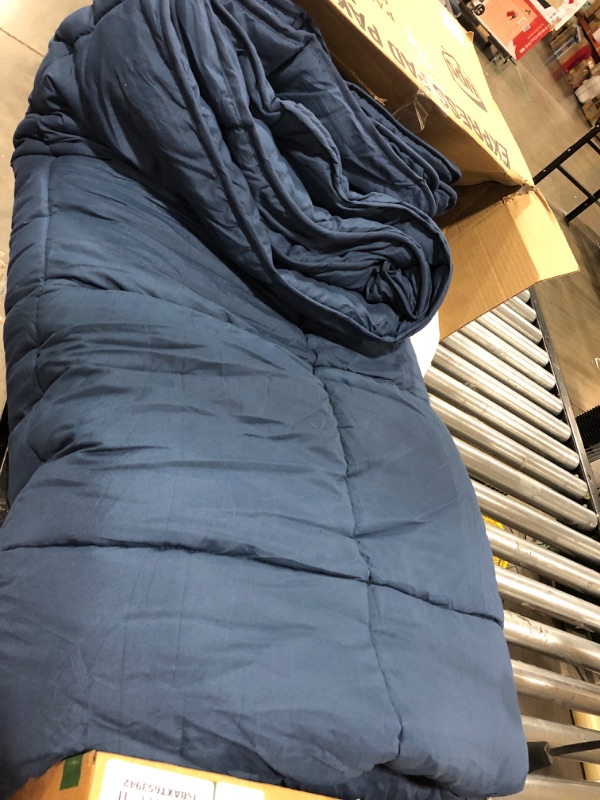 Photo 2 of  Bedding All Season 250 GSM Comforter - Plush Siliconized Fiberfill Comforter Twin - Box Stitched ( QUEEN Navy)
