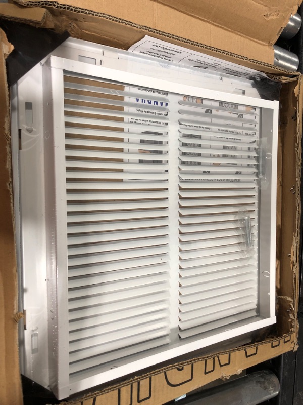 Photo 2 of 14"W x 14"H [Duct Opening Measurements] Steel Return Air Filter Grille [Removable Door] for 1-inch Filters | Vent Cover Grill, White | Outer Dimensions: 16 5/8"W X 15 5/8"H for 14x14 Duct Opening Duct Opening style: 14 Inchx14 Inch