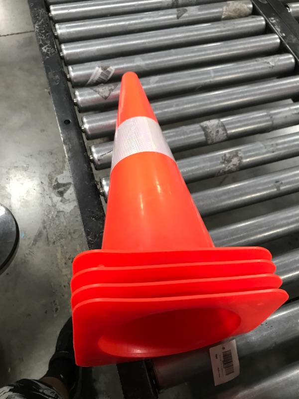 Photo 2 of 18 Inch Traffic Safety Cones with Reflective Collars,Orange Hazard Caution Cone Road Street Parking Cone, [4 Pack] Plastic Cone for Driving Practice,Construction Keep Security Distance Barriers 4 Pack-Orange