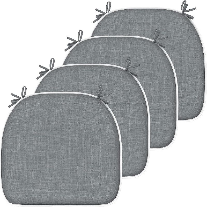 Photo 1 of  Patio Seat Cushions D16 x W17 Inches Outdoor Chair Pads All Weather Chair Cushions for Garden Patio Furniture Chair Home Set of 4 – Grey Textured