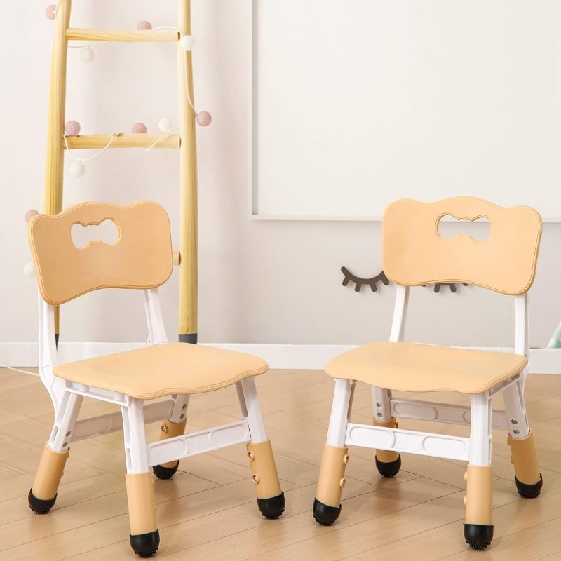 Photo 1 of Adjustable Kid Chairs Indoor 3 Level Adjustable Suitable for Children Age 2-6. Maximum Load-Bearing 220LBS Suitable for Family Classroom and Nursery Child Seat Set (2-Pack-Beige)
