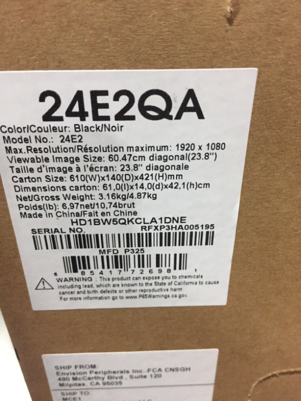 Photo 4 of Amazon Basics 24 Inch Monitor Powered with AOC Technology, FHD 1080P, 75hz, VESA Compatible, Built-in Speakers, Black 24-Inch