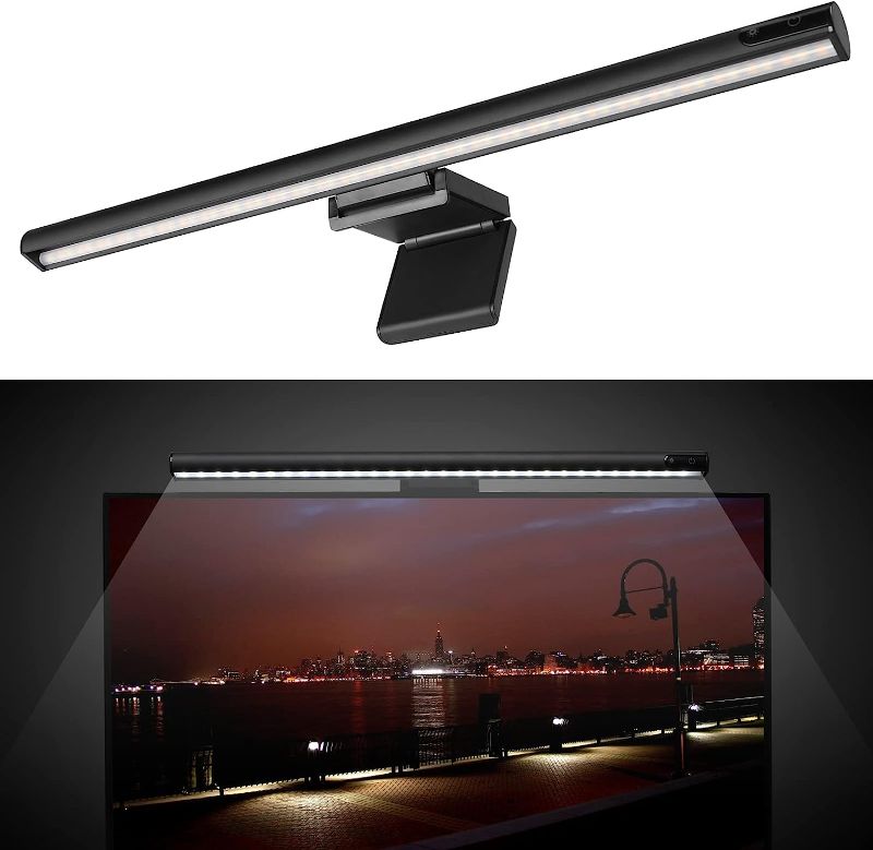 Photo 2 of Monitor Light Bar: Flat/Curved Monitor Screen Led Lights Eye Caring PC Monitor Led Bar Space Saving Desk Lamp