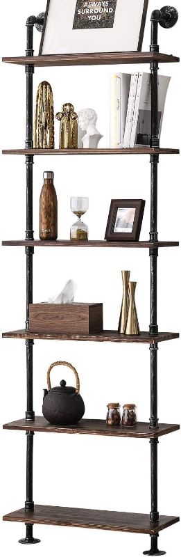 Photo 1 of  Industrial Pipe Shelves Rustic Wood Ladder Bookshelf Wall Mounted Shelf for Living Room Decor and Storage