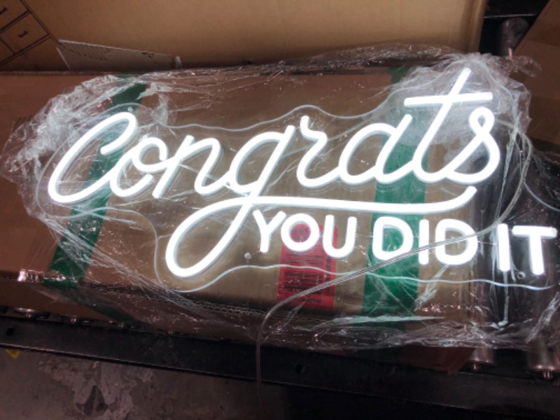 Photo 2 of INHLANH Neon Sign Custom,Congrats You Did It Neon Sign,Congratulations Sign Party Wall Decor Congrats Grad Neon Lights,Personalized Graduation Prom Neon Sign Event Decoration congrad you didi it