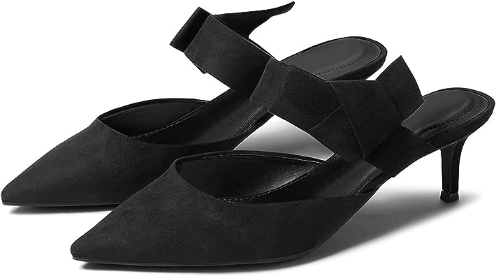 Photo 1 of Coutgo Womens Kitten Heels Mules Pointed Toe Bow Tie Slides Backless Slippers Dress Shoes 9
