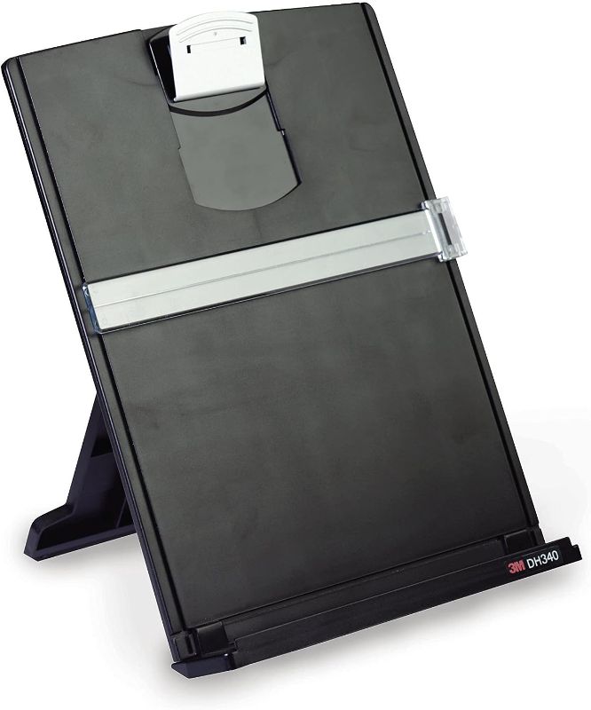 Photo 1 of 3M Desktop Document Holder with Adjustable Clip, 25 1/2 in x 12 in, 150 Sheet Capacity, Black (DH340MB)
