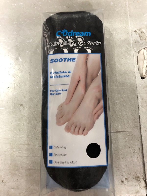 Photo 1 of Codream Large Men's Moisturizing Gel Socks Men's Feet Care Ultimate Treatment for Dry Cracked Rough Skin on Feet Pack of 2 Pairs Black US Men 10-15