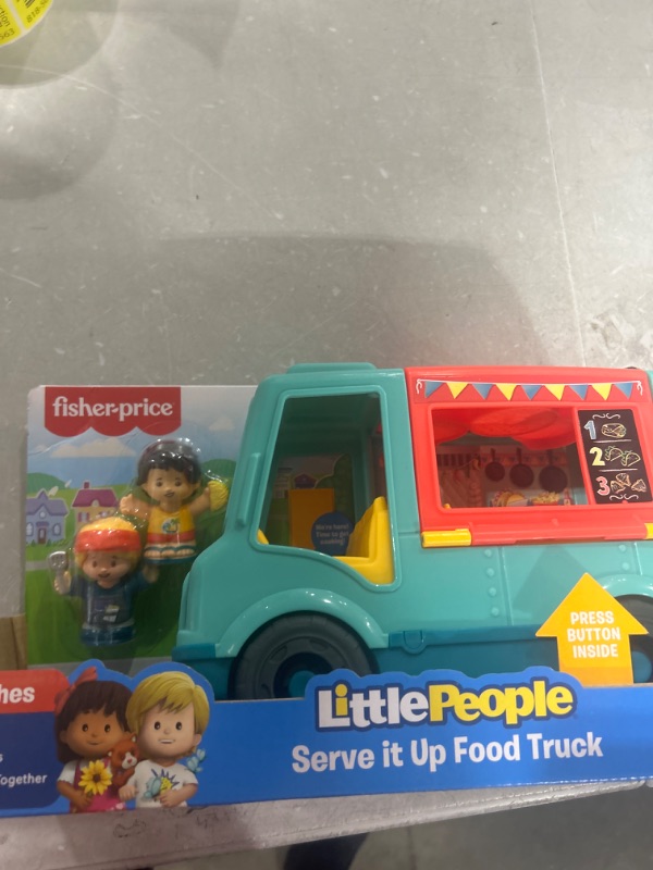 Photo 1 of Fisher-Price Little People Toddler Toy Food Truck with Music Sounds and 2 Figures for Preschool Pretend Play, Serve It Up Food Truck?