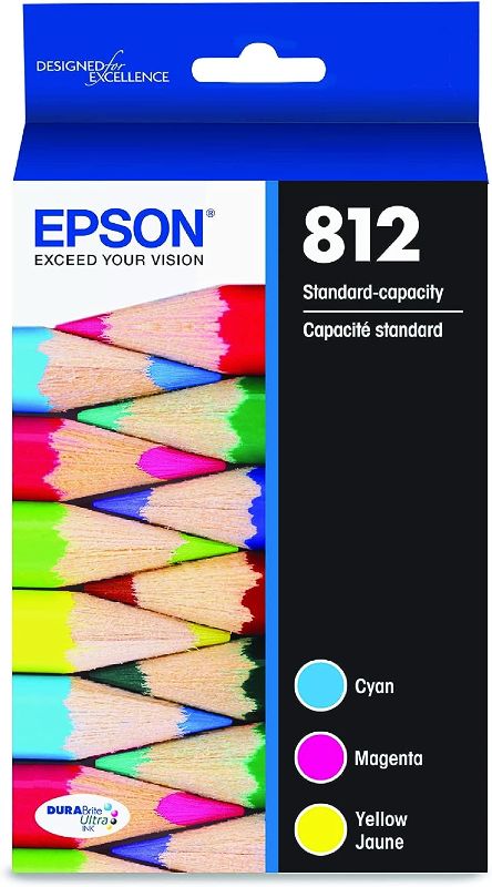 Photo 1 of Epson T812 DURABrite Ultra Ink Standard Capacity Color Combo Pack (T812520-S) & T812 DURABrite Ultra Ink Standard Capacity Cyan Cartridge (T812220-S) for Select Workforce Pro Printers Ink + Cyan Cartridge