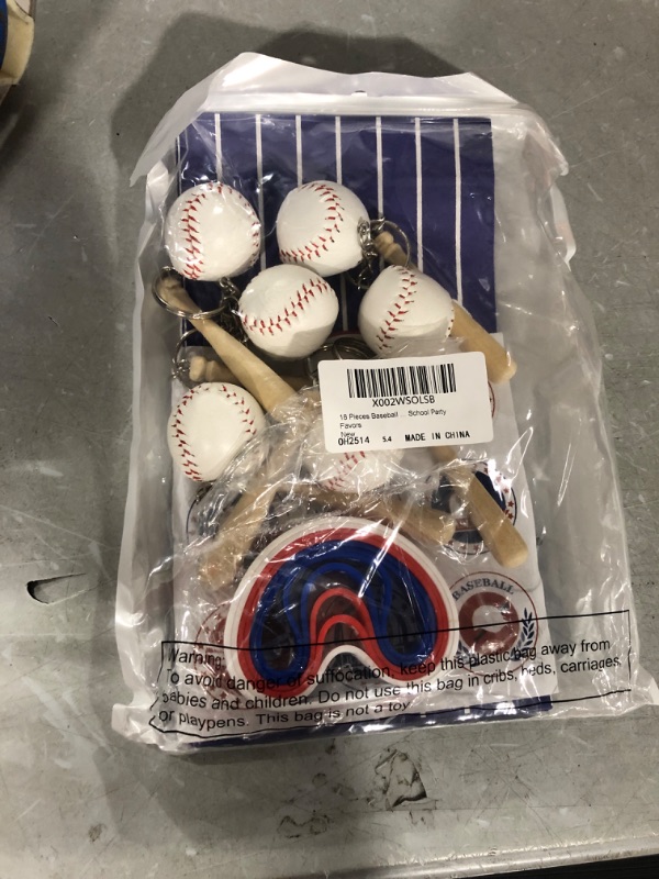 Photo 2 of 18 Pieces Baseball Party Favors Includes Baseball Silicone Rubber Bracelets, Baseball Keychain Baseball Sticker and Baseball Party Bags for Baseball Sports Themed Birthday Party School Party Favors
