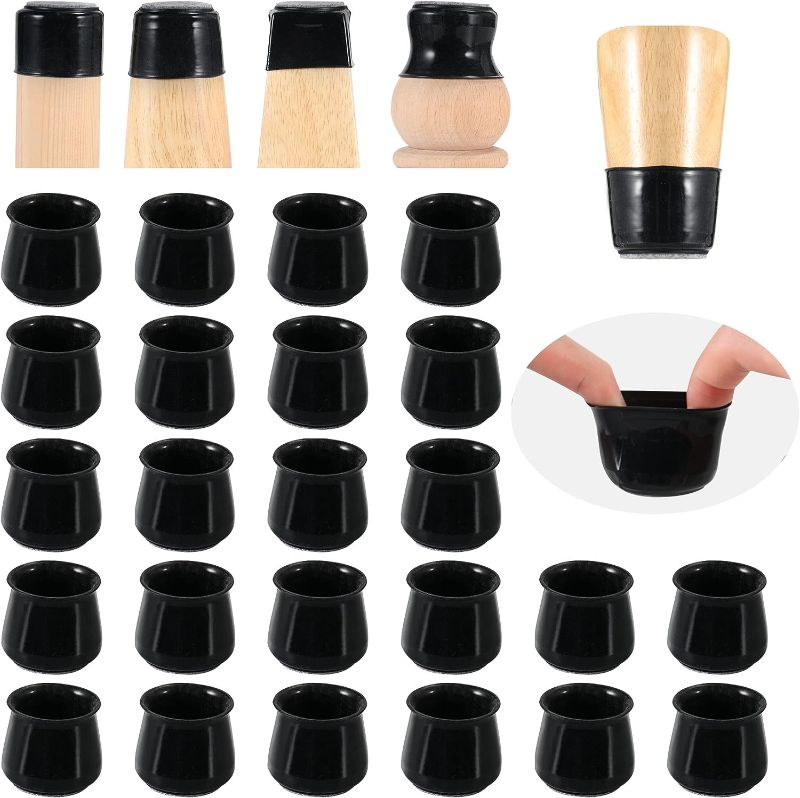 Photo 1 of 24 PCS Chair Leg Floor Protectors with Felt Bottom|Round&Square Silicone Chair Leg Caps for Mute Furniture Moving|High Elastic Chair Leg Covers to Prevent Scratches.(24PCS-Black,Medium)
