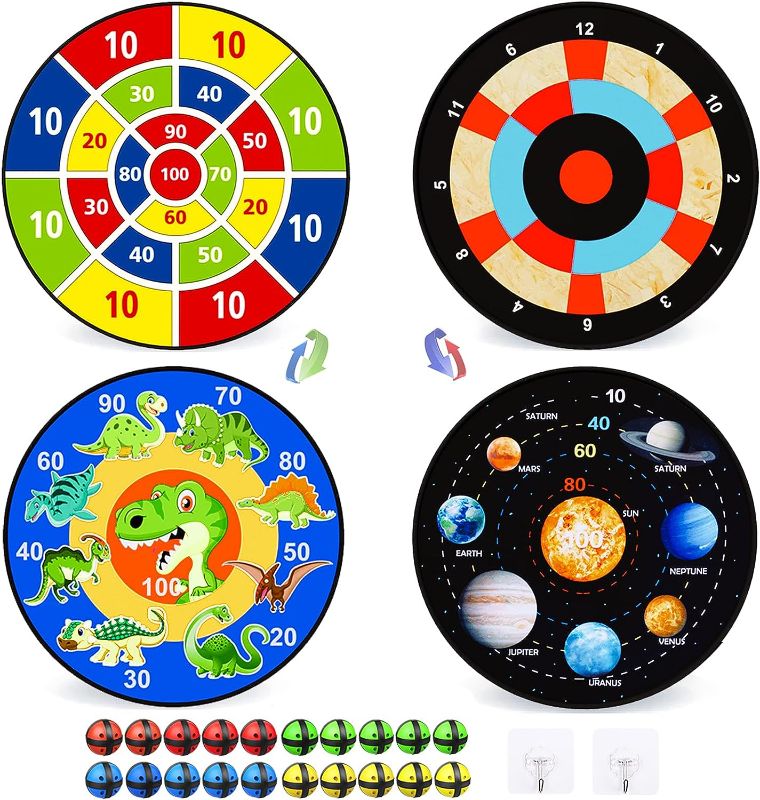 Photo 1 of 2 Dart Board 20 Sticky Balls Sets Outdoor Games Toys Gifts for 3 4 5 6 7 8 9 10 11 12 Year Old Boys Girls Family Party Sports Carnival Yard Indoor Fun Games for Toddlers Kids Age 3+ Boy Girl Toys

