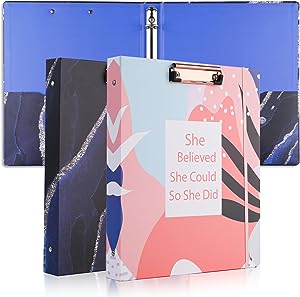 Photo 1 of 3 Ring Binder 1 Inch Round Ring with Clipboard Cute Hardcover Binder in 2 Styles Holds Letter Size Paper for Teacher Women School Office Supplies https://a.co/d/37dMsrn