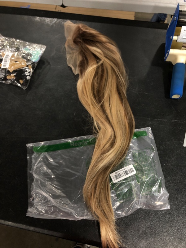 Photo 1 of Aisom Long Straight Wig Mixed Brown and Blonde Color Ombre Lace Front Wigs for Women Highlight Synthetic Wig (22IN Straight Blonde(02))