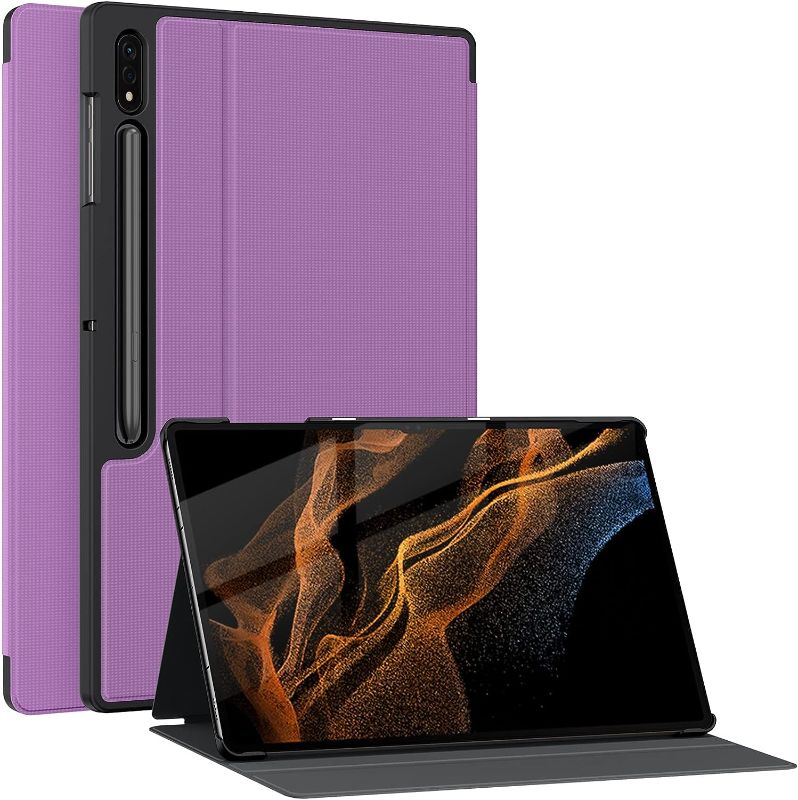 Photo 1 of Soke Galaxy Tab S8 Ultra Case 2022, Premium Shock Proof Stand Case, Auto Sleep/Wake, Hard PC Back Cover for Samsung Galaxy Tab S8 Ultra 14.6 inch Tablet [SM-X900/X906],Violet