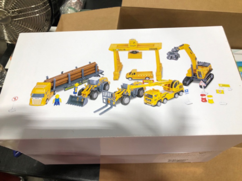 Photo 1 of CLOVERCAT Construction Toys for Kids - Toy Construction Vehicles Playset with Excavator, Tractor Truck, Backhoe, Crane, Dump Trucks - Great Birthday Gift for 3 4 5 Year Old Boys & Toddlers (Set 1)