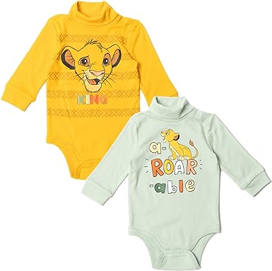 Photo 1 of 3-6 MONTHS Disney Simba Mickey Mouse Baby 2 Pack Turtleneck Cuddly Bodysuits Newborn to Infant
