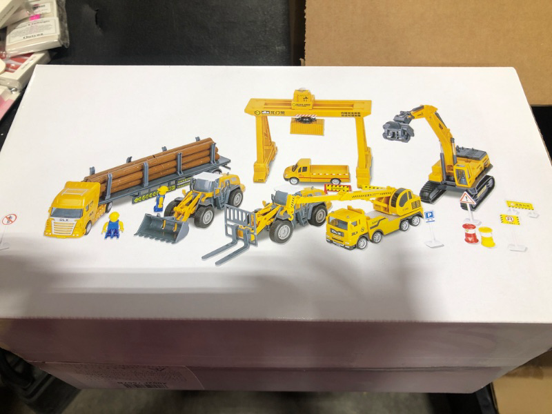 Photo 1 of CLOVERCAT Construction Toys for Kids - Toy Construction Vehicles Playset with Excavator, Tractor Truck, Backhoe, Crane, Dump Trucks - Great Birthday Gift for 3 4 5 Year Old Boys & Toddlers (Set 1)