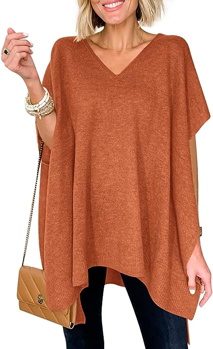 Photo 1 of Goranbon Women's Oversized Sweater Vest V Neck Loose Fit Casual Knit Pullover Poncho Sweaters