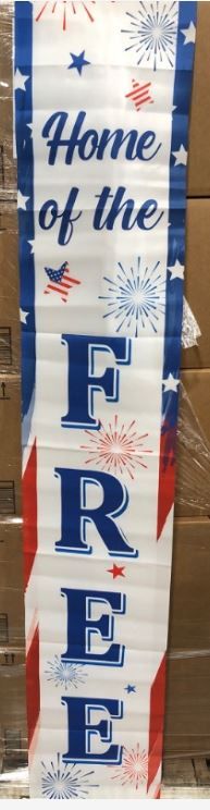 Photo 1 of 3 Pieces 4th of July Decoration Independence Day Patriotic Banner Flag Home of the Free and Because of the Brave Veterans Day Hanging Sign Set for Home Yard Porch Garden Party Supplies (White)