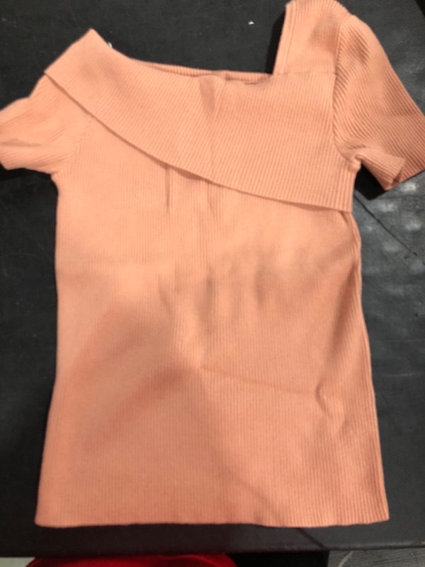Photo 2 of [Size M] Imily Bela Womens Off Shoulder Tops 2023 Summer Short Sleeve Ribbed Knit Slim Wrap Shirts Sexy Going Out Sweater Top
