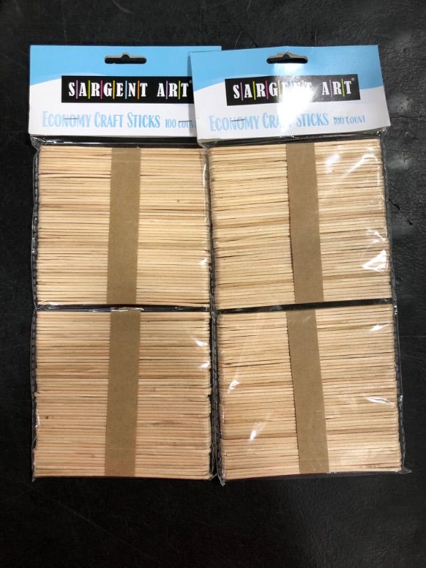 Photo 1 of [Pack of 2] Sargent Art Economy Craft Sticks, Wood 100 Piece, Perfect Wooden Craft Sticks