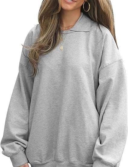 Photo 1 of [Size S] Womens Oversized Sweatshirts Long Sleeve Casual Loose Drop Shoulder Plain Pullover Tops With Side Pocket
