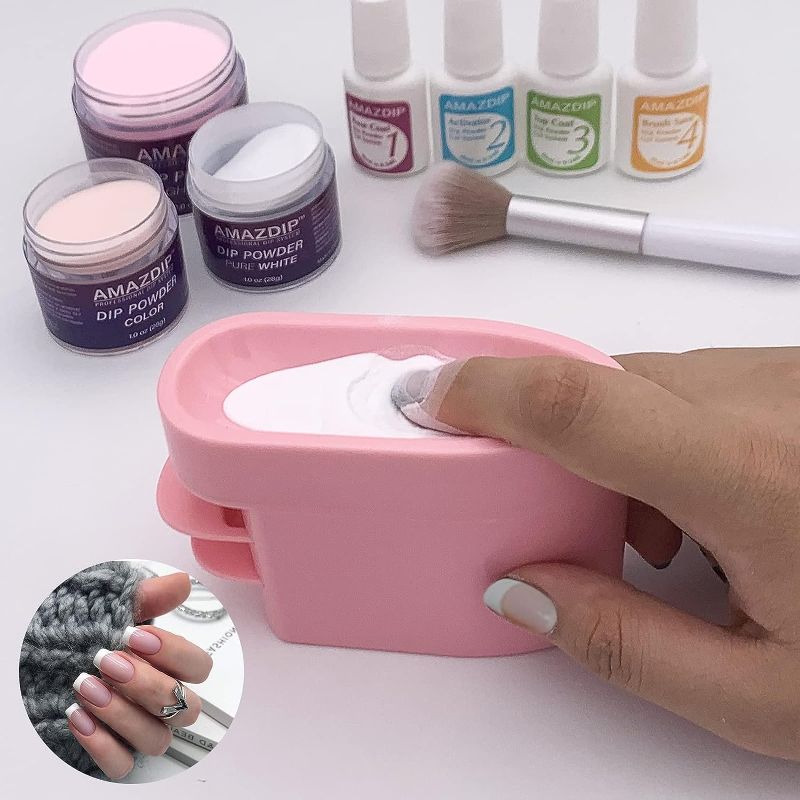 Photo 1 of AMAZDIP Dip Powder Recycling Tray System with Scoop, French Tip Dip Nail Tray Smile Line Mold, 2-in-1 Nail Art Tech Must Have Dipping Powder Sequins Glitter Decoration Holder Saver Tool
