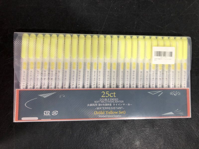 Photo 2 of Zosxi Mild Yellow Highlighter,Double Ended Highlighter,Broad and Fine Point Tips,Fluorescent Colors For Note Taking and Underlining,25-Count (25 count yellow)
