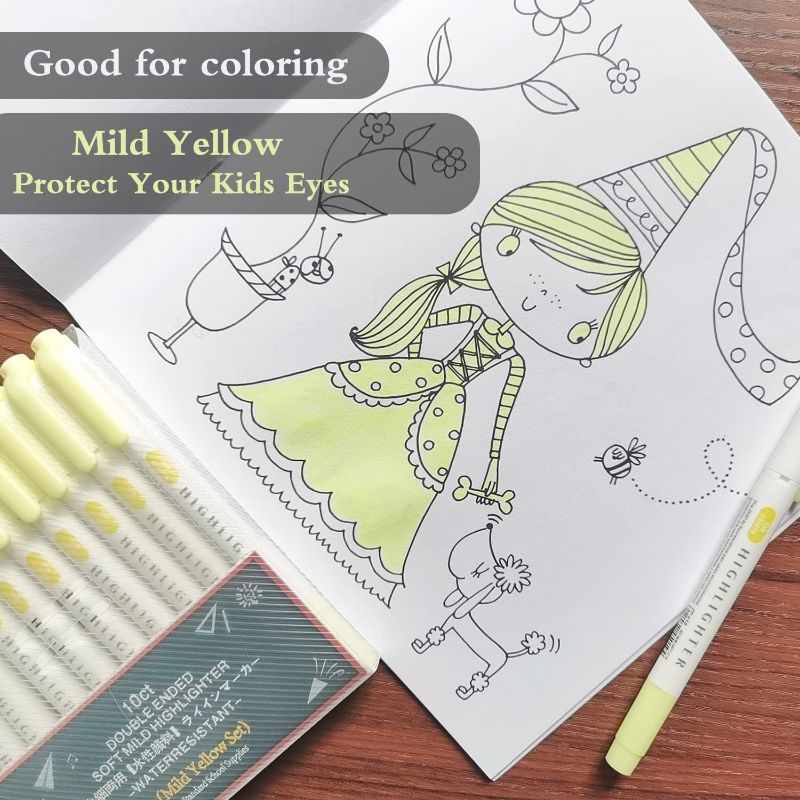 Photo 1 of Zosxi Mild Yellow Highlighter,Double Ended Highlighter,Broad and Fine Point Tips,Fluorescent Colors For Note Taking and Underlining,25-Count (25 count yellow)
