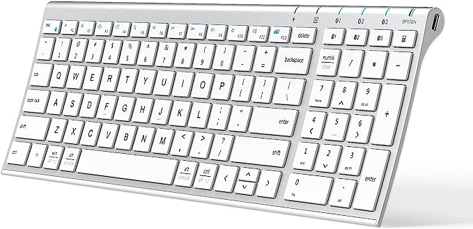 Photo 1 of iClever BK10 Bluetooth Keyboard, Wireless Bluetooth Keyboard, Rechargeable Bluetooth 5.1 Multi Device Keyboard with Number Pad Full Size Stable Connection for Mac, Windows, iOS, Android, Laptop